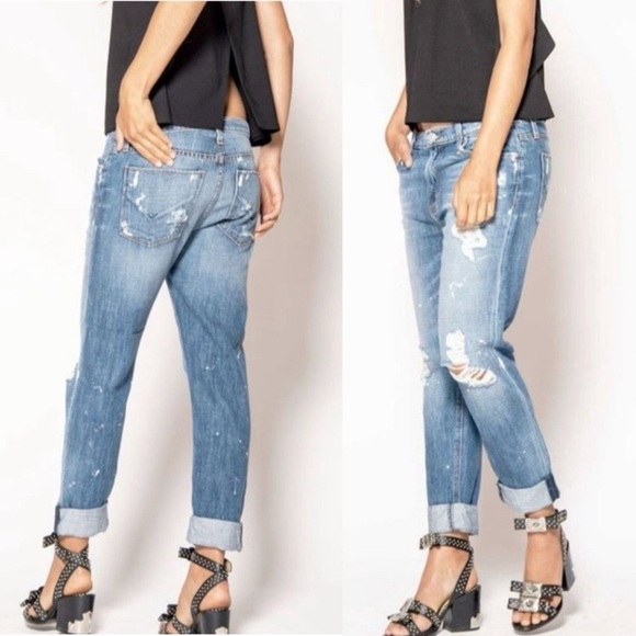 Hudson JUDE SLOUCH SKINNY CROP Distressed Cuff Hem Jeans - Picture 2 of 16